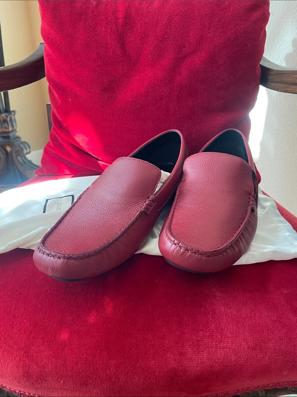 Brand new Gucci Men’s Burgundy Leather Slip-On Loafers